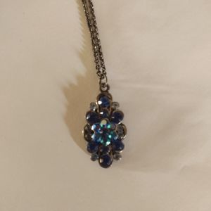 Vintage dark blue rhinestones accented with light blue stones